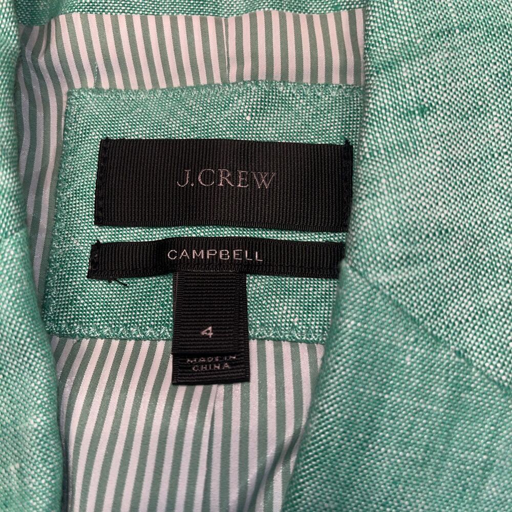 J Crew Jacket Womens 4 Green Blazer Campbell Linen Anchor Buttons - Picture 3 of 6